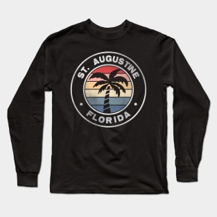 St. Augustine Florida Sunset Palm Trees Beach Retro Long Sleeve T-Shirt